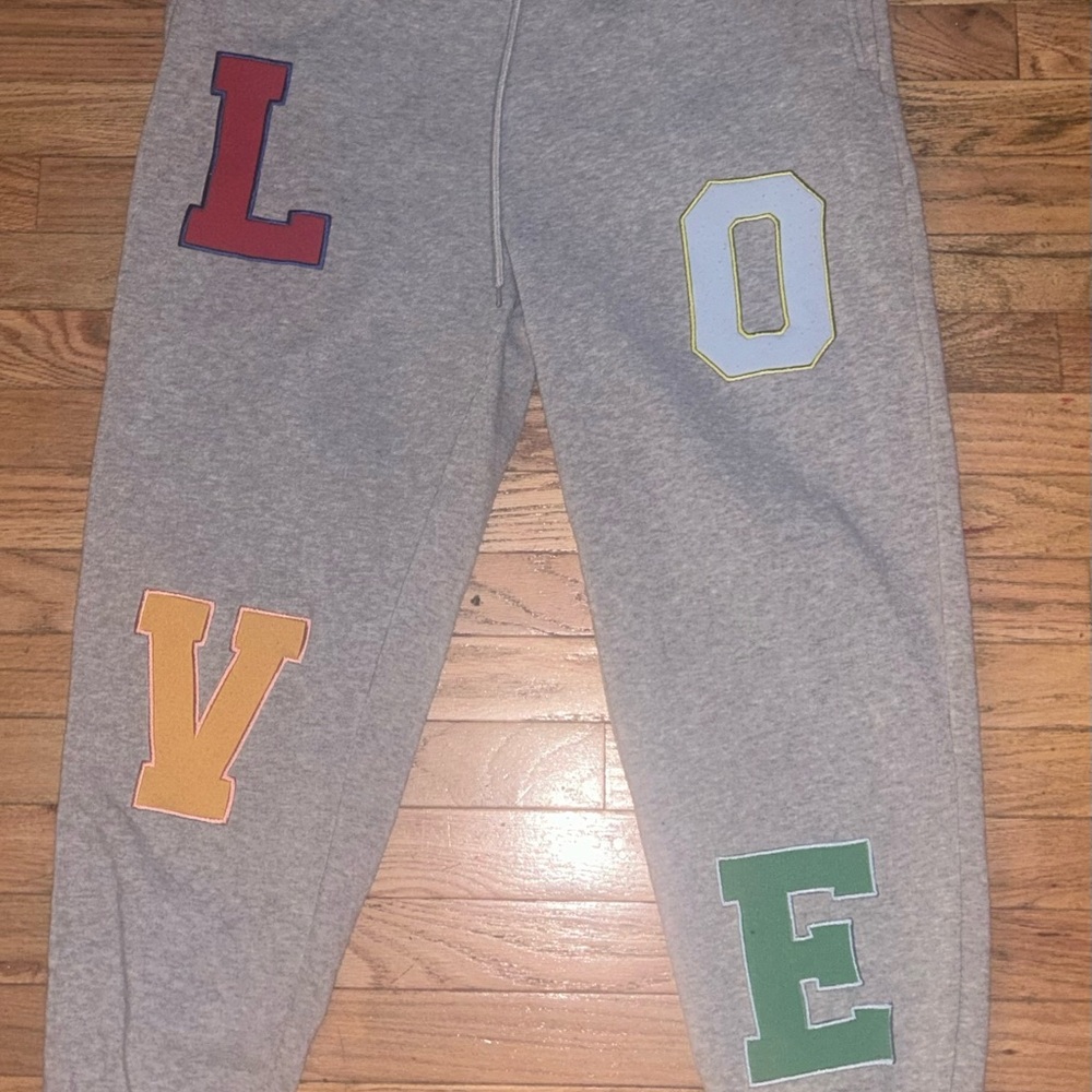 Stylish Gray Joggers with Colorful Lettering